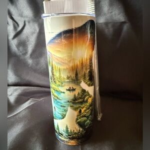 New 20oz Bigfoot Scenic Nature Tumbler with Straw and Cleaner